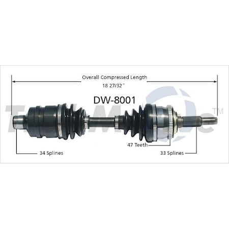 Surtrack Axle Cv Axle Shaft, Dw-8001 DW-8001